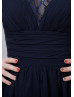 Chic Navy Blue Lace Chiffon Mother Of The Bride Dress 